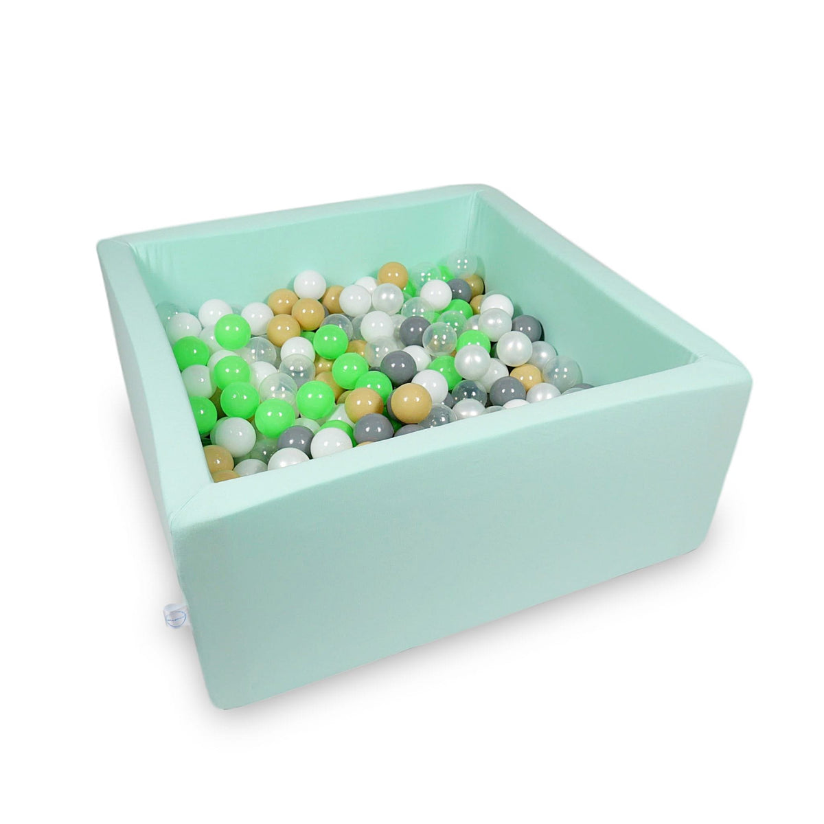 Piscine à Balles 90x90x40cm menthe avec boules 400pcs (céladon, blanc, transparent, perle, beige, gris)