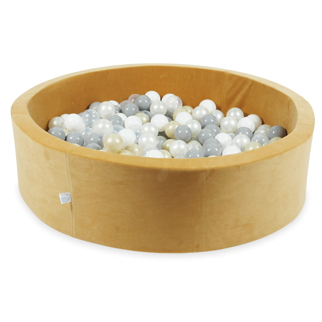 Piscine à balles 110x30 Velvet Soft Carmel avec balles 400 pcs (transparent, blanc, perle, gris, or clair)