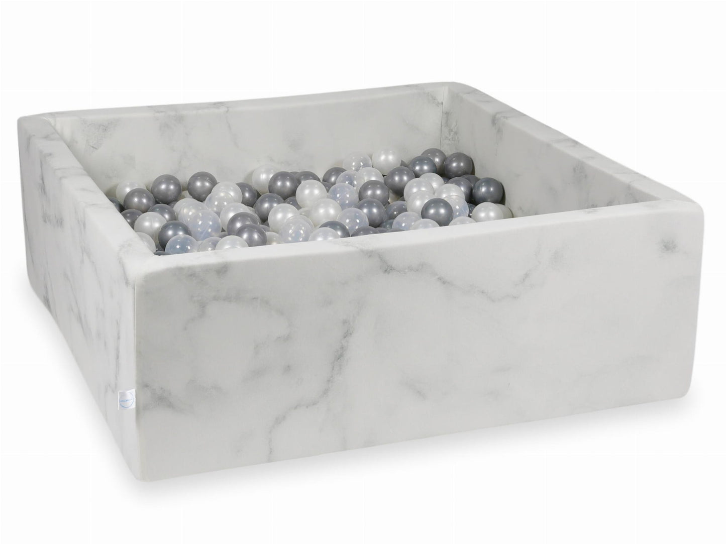 Piscine à Balles 110x110x40 marbre avec boules 600pcs (perle, transparent, argent)