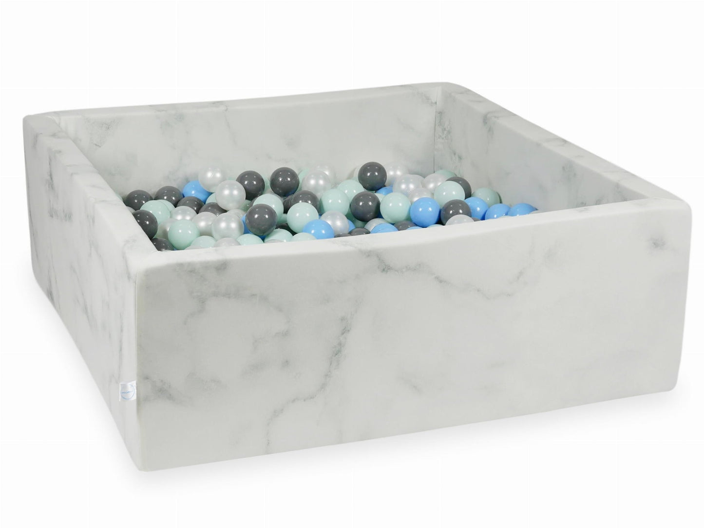 Piscine à Balles 110x110x40 marbre avec boules 600pcs (menthe clair, bleu bébé, gris, perle)