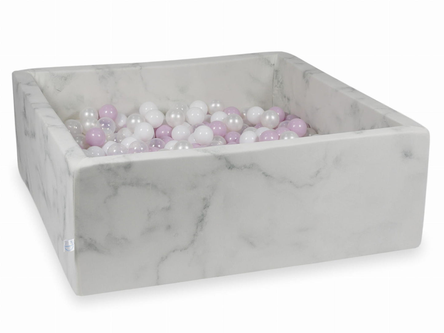 Piscine à Balles 110x110x40 marbre avec boules 600pcs (perle rose layette, blanc, transparent, perle)