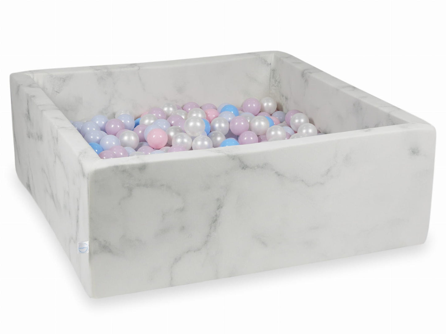 Piscine à balles 110x110x40 marbre avec boules 600pcs (rose bébé, rose bébé perle, bébé bleu perle, bébé bleu, perle)