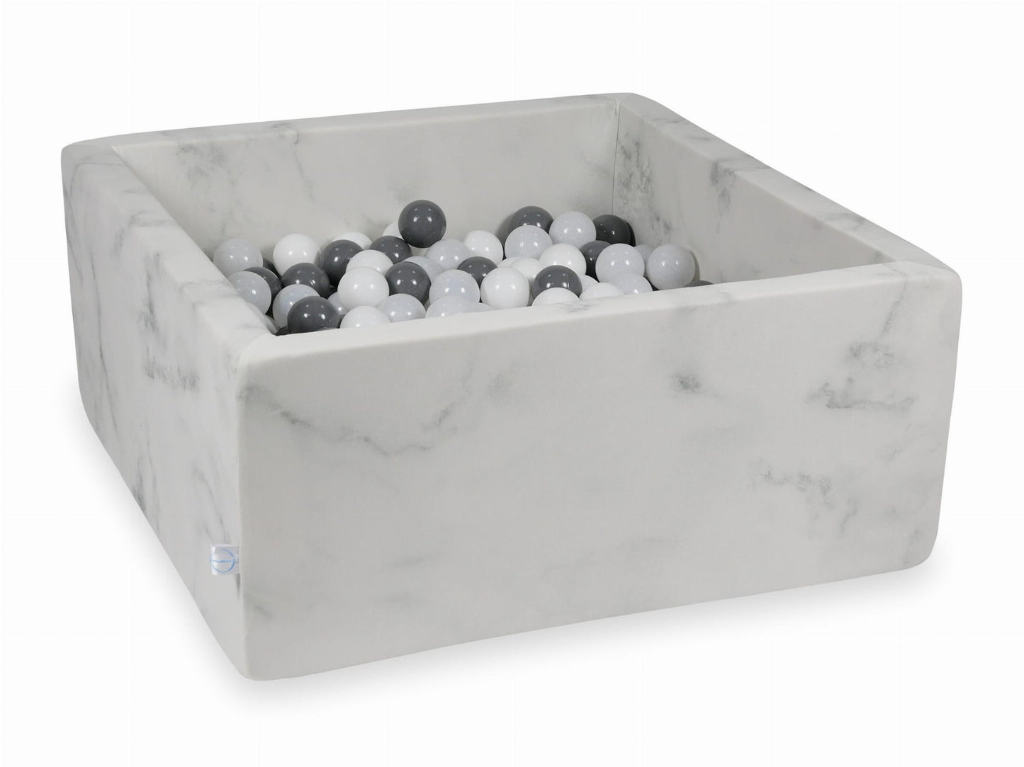 Piscine à Balles 90x90x40 marbre avec boules 400pcs (blanc, gris, blanc laineux)