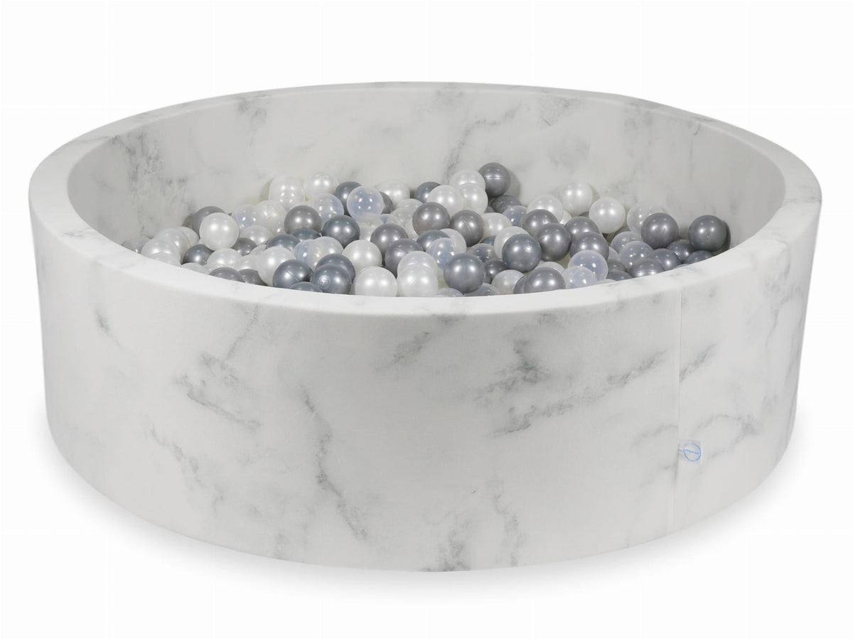 Piscine à Balles 130x40 marbre avec boules 700pcs (perle, transparent, argent)