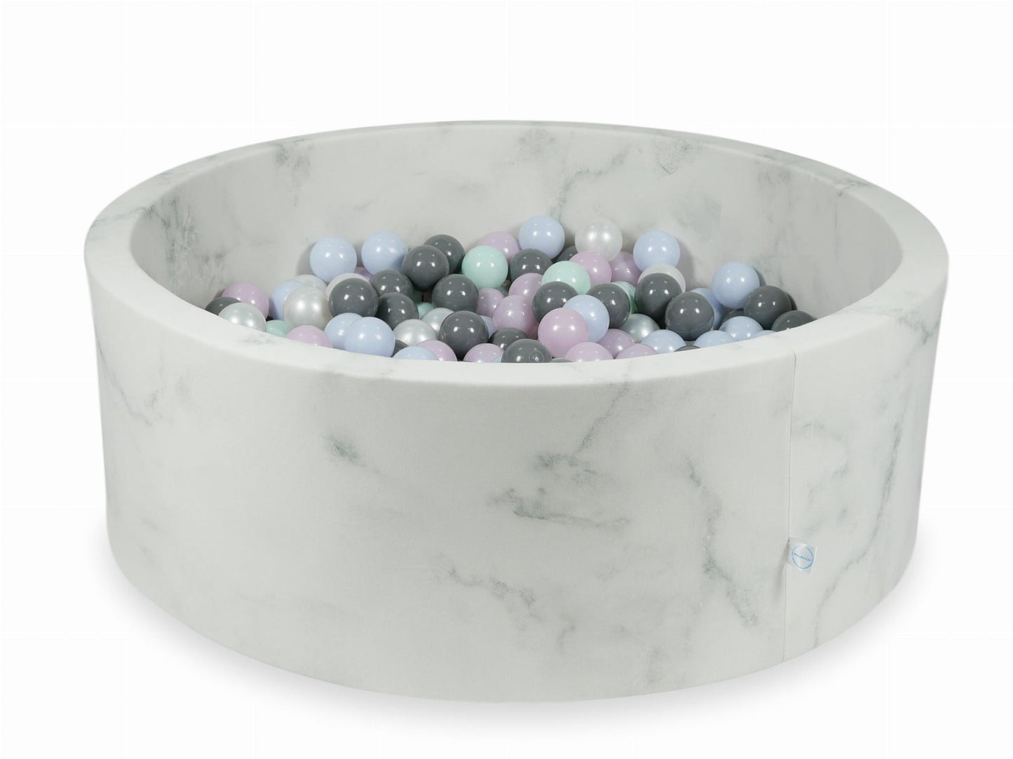 Piscine à Balles 110x40 marbre avec boules 500pcs (menthe clair, perle rose bébé, perle bleu bébé, perle, gris)