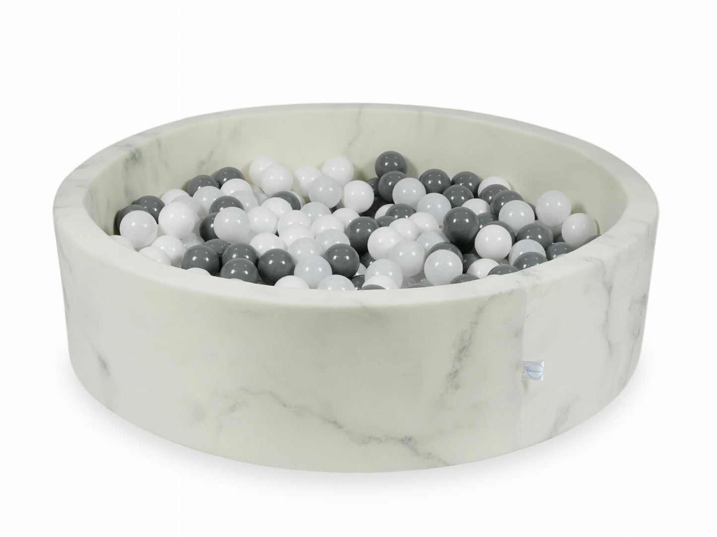 Piscine à Balles 110x30 marbre avec boules 400pcs (blanc, gris, blanc laineux)