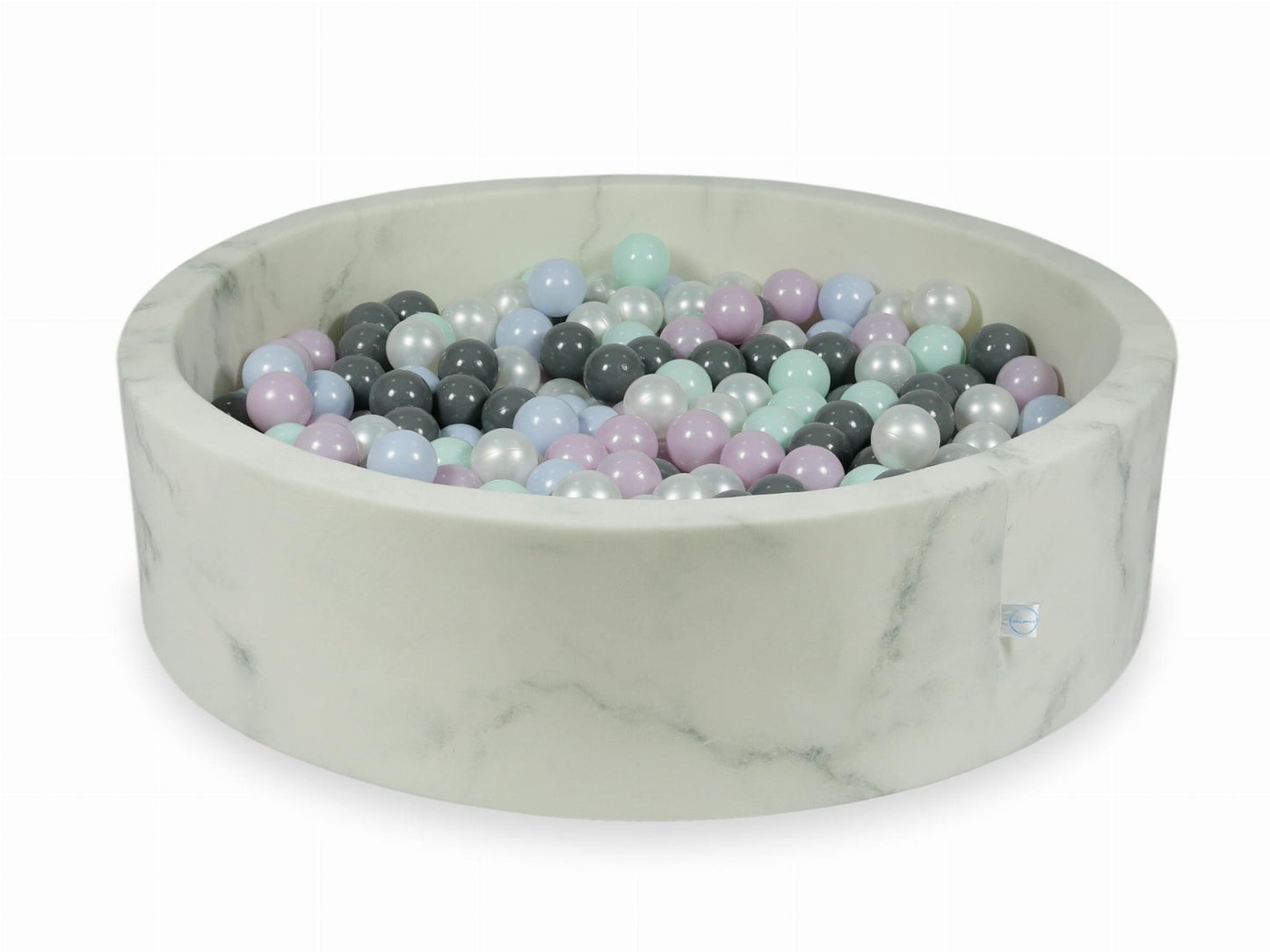 Piscine à balles 110x30 marbre avec boules 400pcs (menthe clair, perle rose bébé, perle bleu bébé, perle, gris)