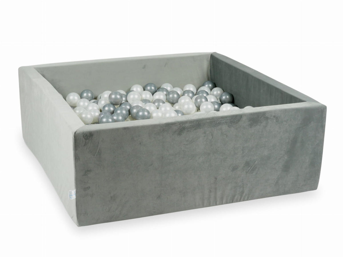 Piscine à balles avec balles 600pcs 110x110x40 gris velours (perle, argent)