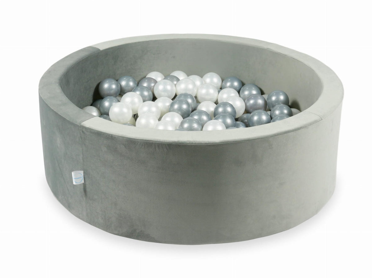 Piscine à balles avec balles 200pcs 90x30 gris velours (perle, argent)