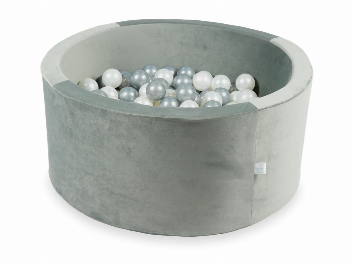Piscine à balles avec balles 300pcs 90x40 gris velours (perle, argent)