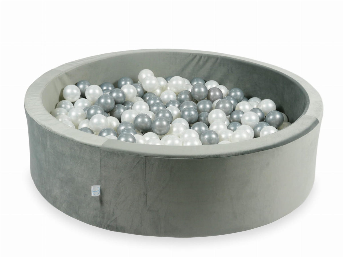 Piscine à balles avec balles 400pcs 110x30 gris velours (perle, argent)