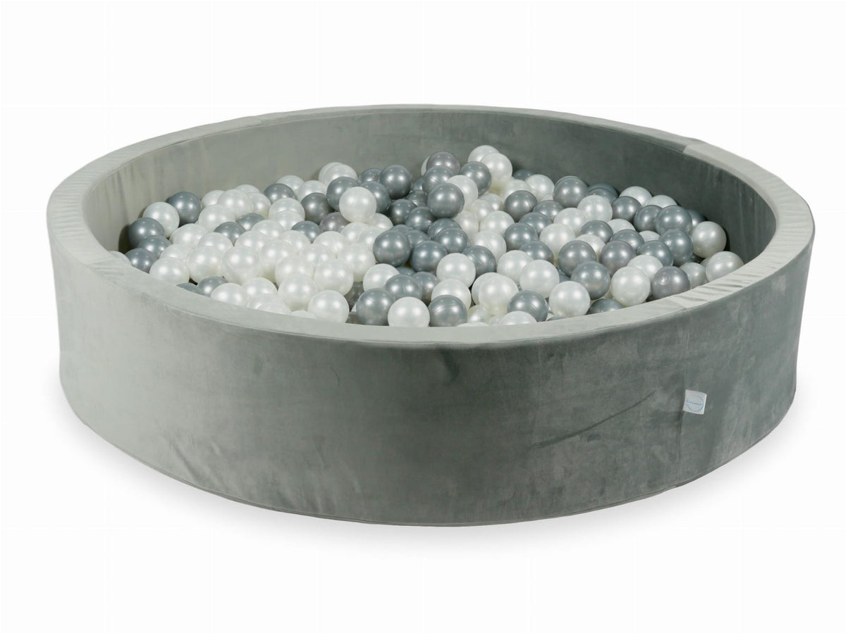 Piscine à balles avec balles 600pcs 130x30 gris velours (perle, argent)