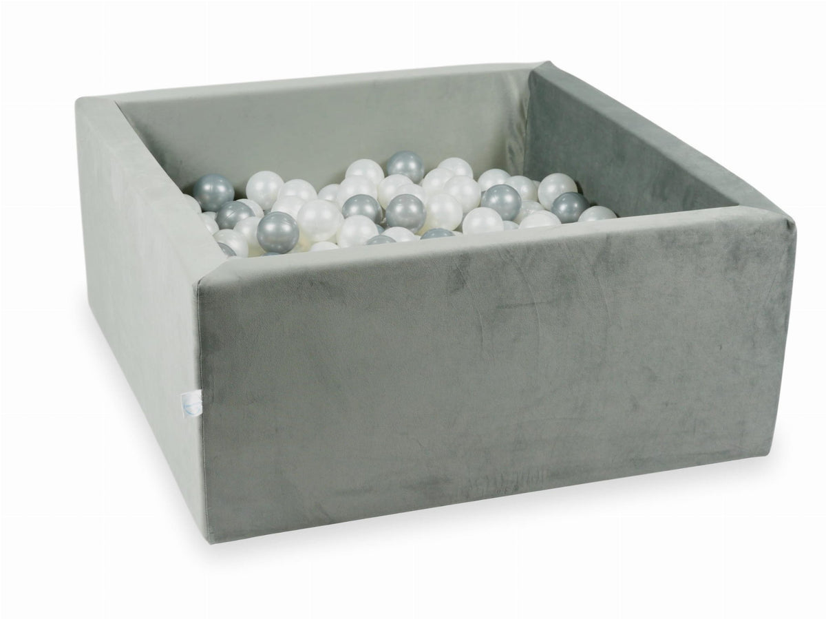 Piscine à balles avec balles 400pcs 90x90x40 gris velours (perle, argent)