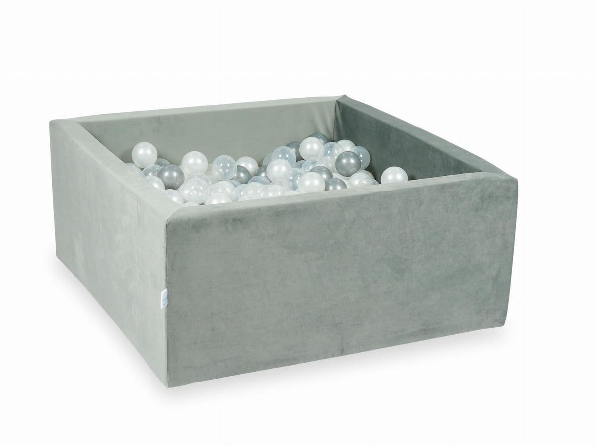 Piscine à balles avec balles 400pcs 90x90x40 gris velours (transparent, perle, argent)