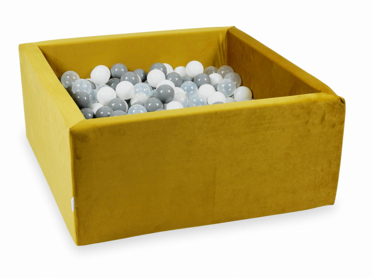Piscine à Balles avec balles 400pcs 90x90x40 velours doré (blanc, gris, transparent)