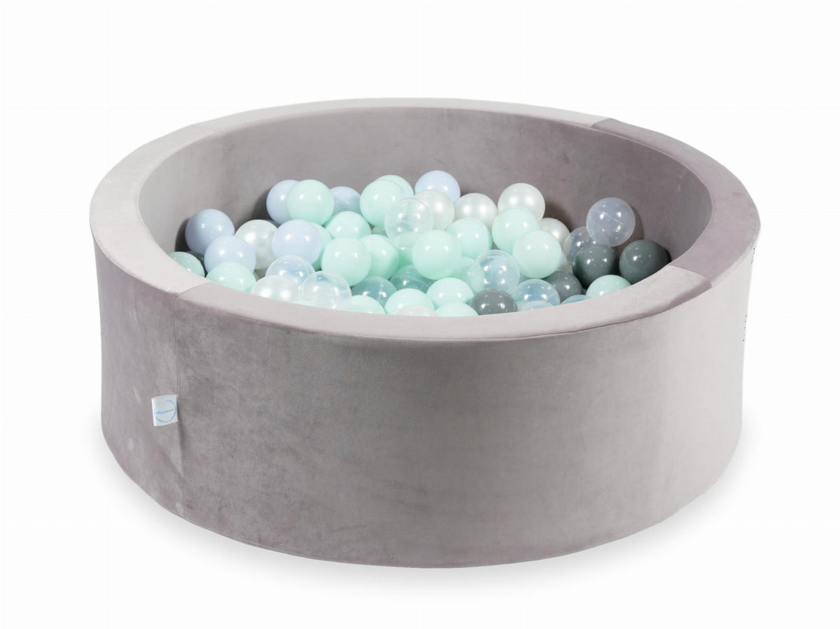 Piscine à Balles avec balles 200pcs 90x30 velours lilas (menthe clair, bleu bébé perle, gris, transparent, perle)