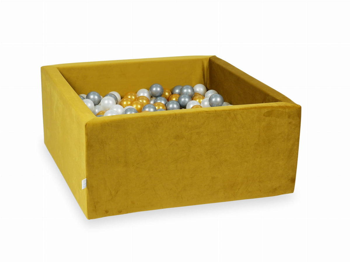 Piscine à Balles avec boules 400pcs 90x90x40 velours or (or, argent, perle)