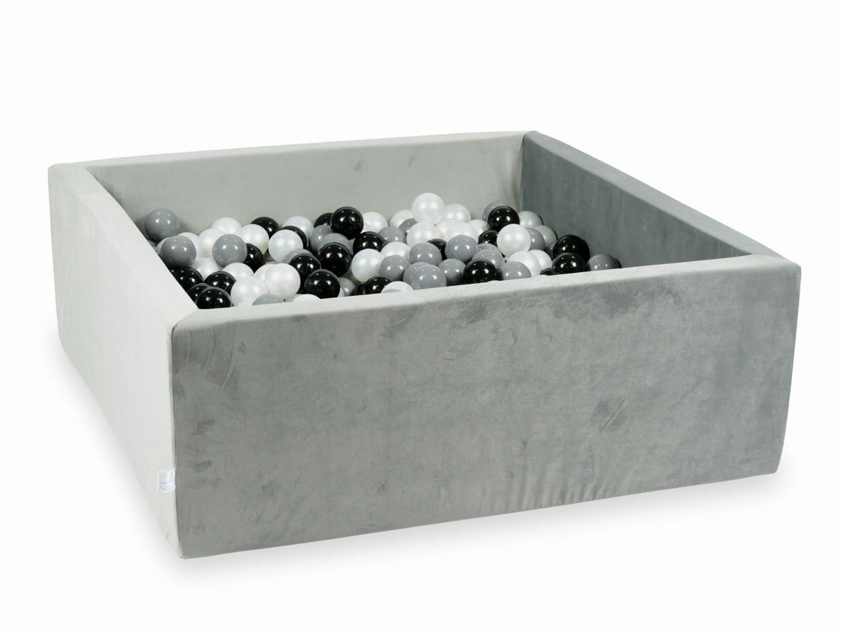 Piscine à balles avec balles 600pcs 110x110x40 gris velours (noir, gris, perle)