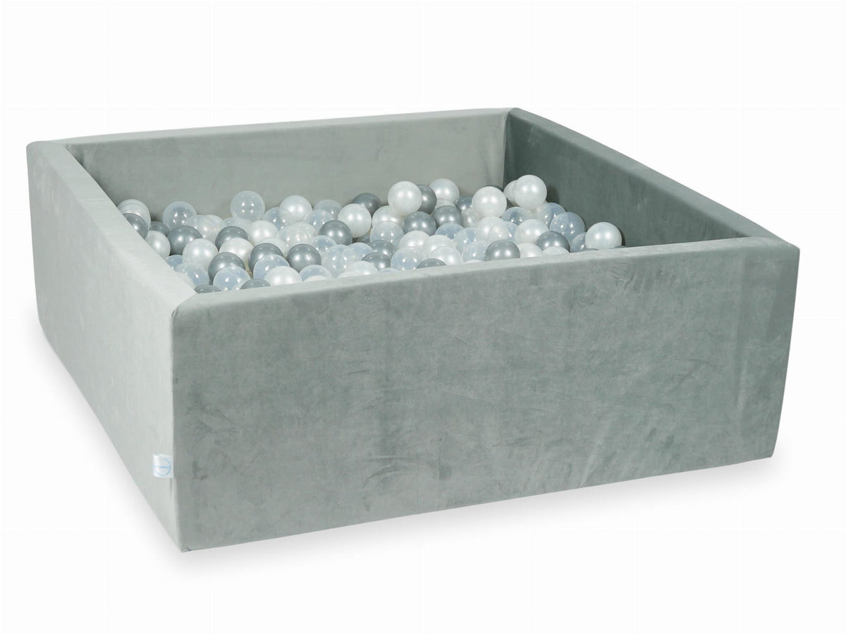 Piscine à balles avec balles 600pcs 110x110x40 gris velours (transparent, perle, argent)