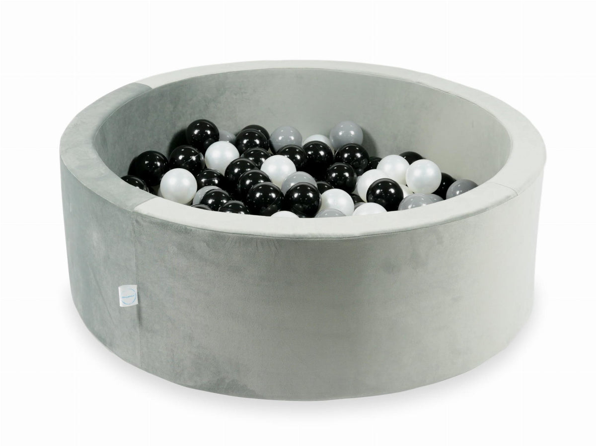 Piscine à balles avec balles 200pcs 90x30 gris velours (noir, gris, perle)