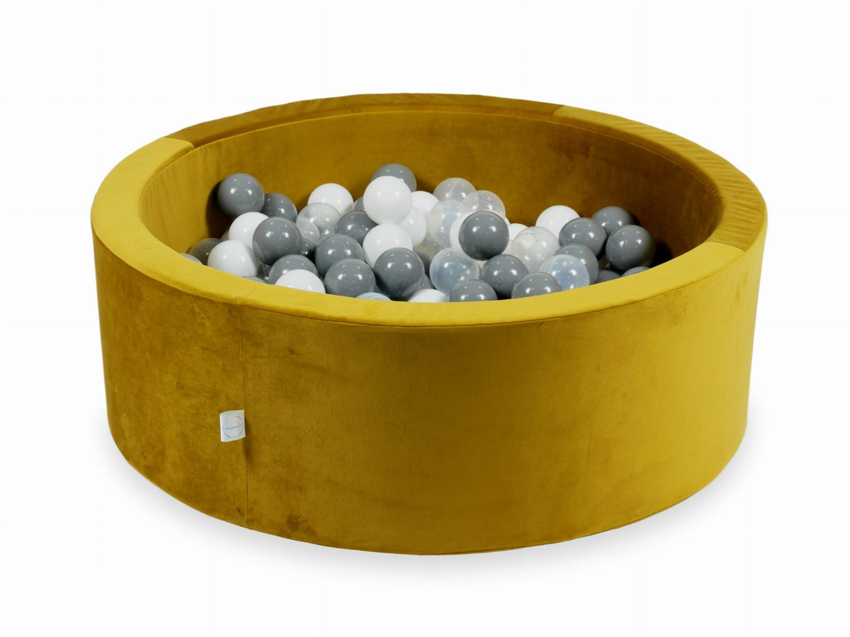 Piscine à balles avec balles 200pcs 90x30 velours doré (blanc, gris, transparent)
