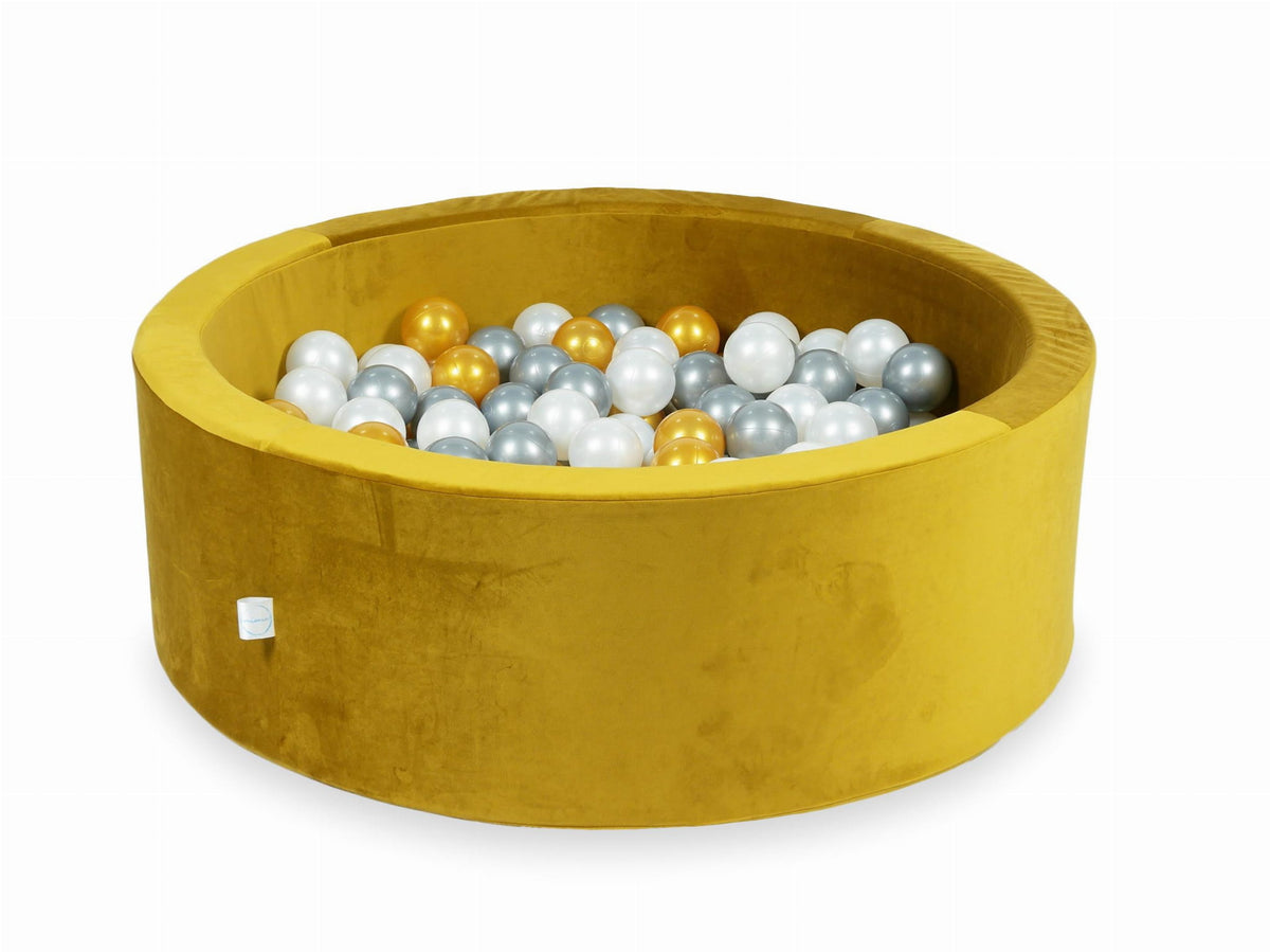 Piscine à Balles avec boules 200pcs 90x30 velours doré (or, argent, perle)