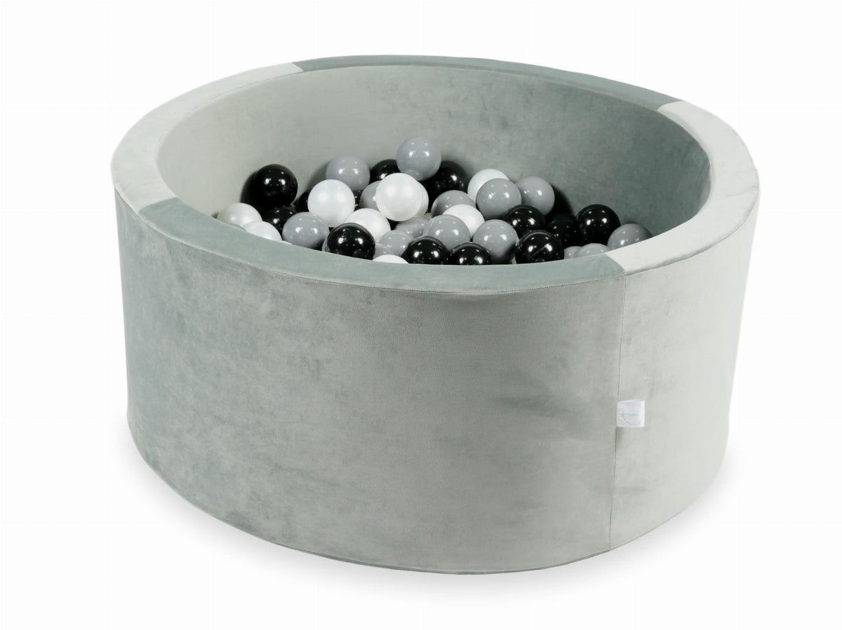 Piscine à balles avec balles 300pcs 90x40 gris velours (noir, gris, perle)