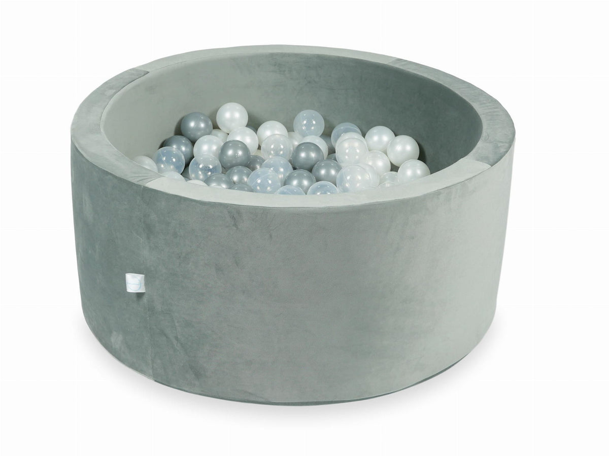 Piscine à balles avec balles 300pcs 90x40 gris velours (transparent, perle, argent)
