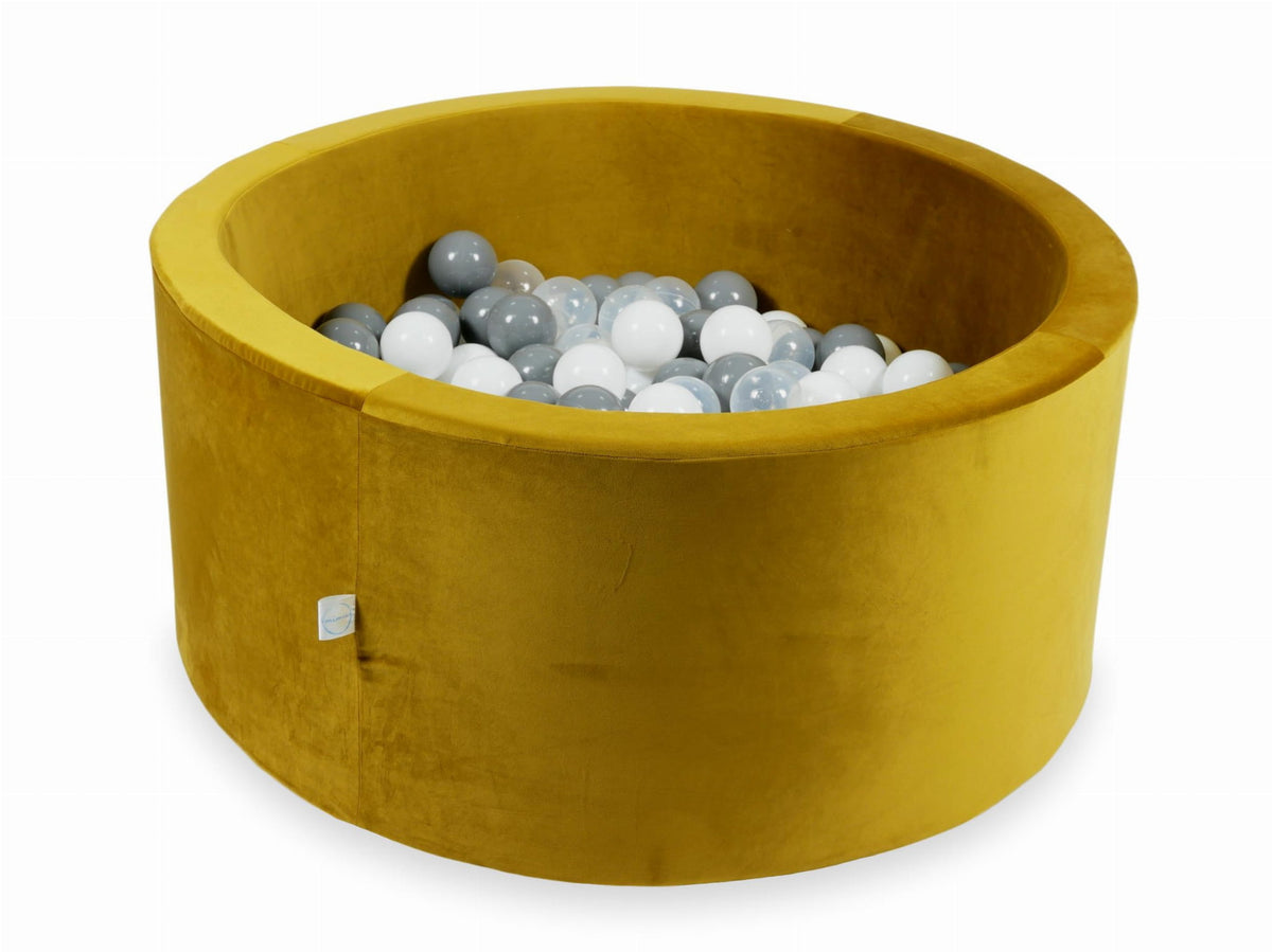 Piscine à balles avec balles 300pcs 90x40 velours doré (blanc, gris, transparent)