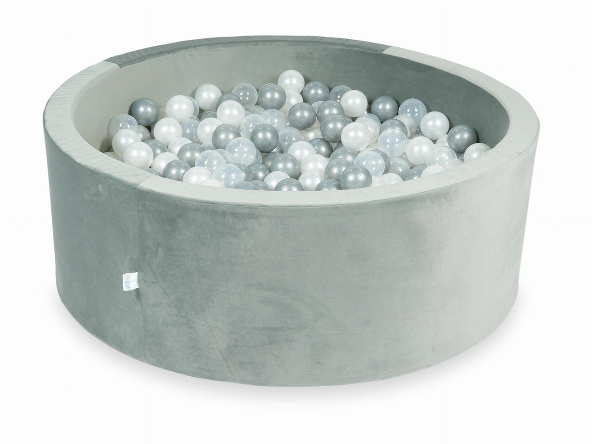 Piscine à balles avec balles 500pcs 110x40 gris velours (transparent, perle, argent)
