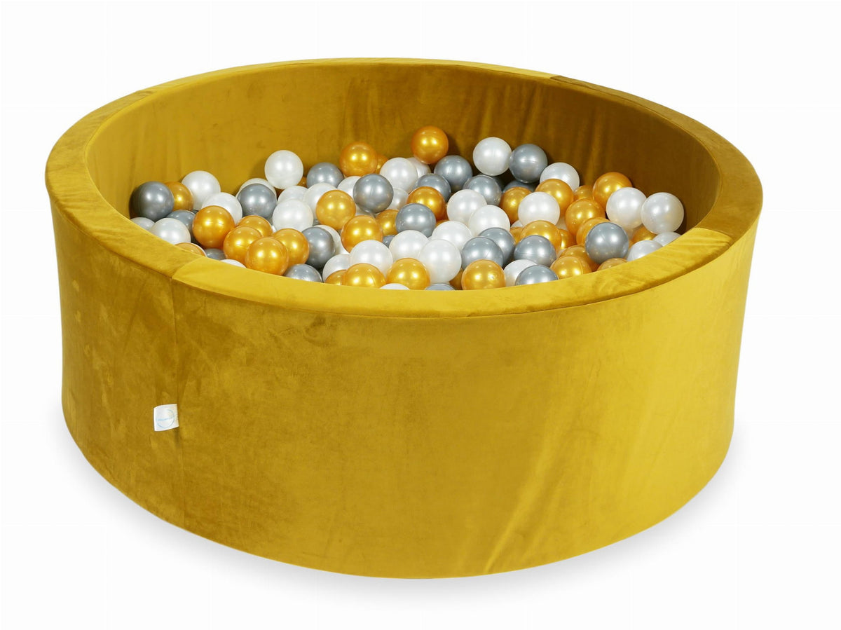 Piscine à Balles avec boules 500pcs 110x40 velours or (or, argent, perle)