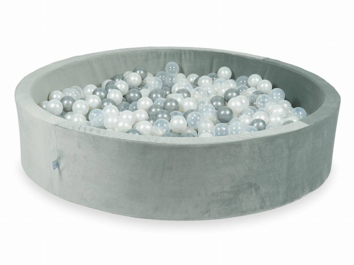 Piscine à balles avec balles 600pcs 130x30 gris velours (transparent, perle, argent)