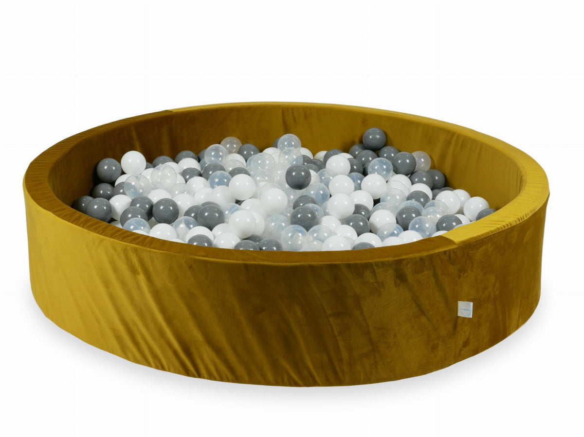 Piscine à Balles avec balles 600pcs 130x30 velours doré (blanc, gris, transparent)