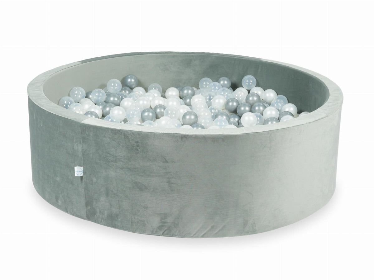 Piscine à balles avec balles 700pcs 130x40 gris velours (transparent, perle, argent)