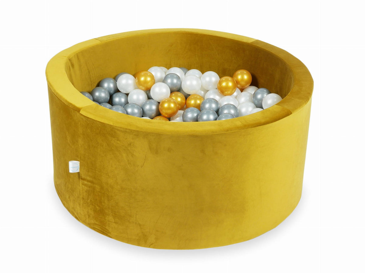 Piscine à Balles avec boules 300pcs 90x40 velours doré (or, argent, perle)