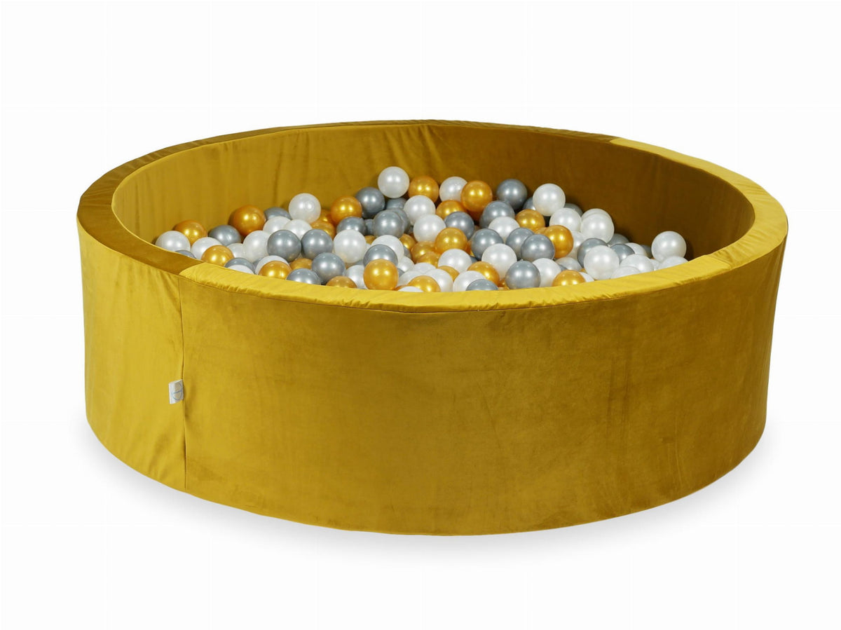 Piscine à Balles avec boules 700pcs 130x40 velours doré (or, argent, perle)