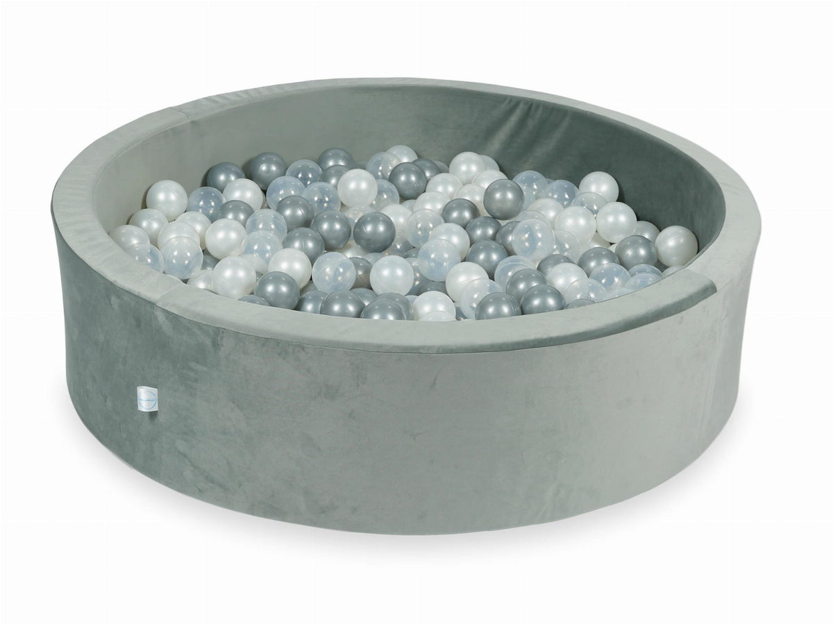 Piscine à balles avec balles 400pcs 110x30 gris velours (transparent, perle, argent)