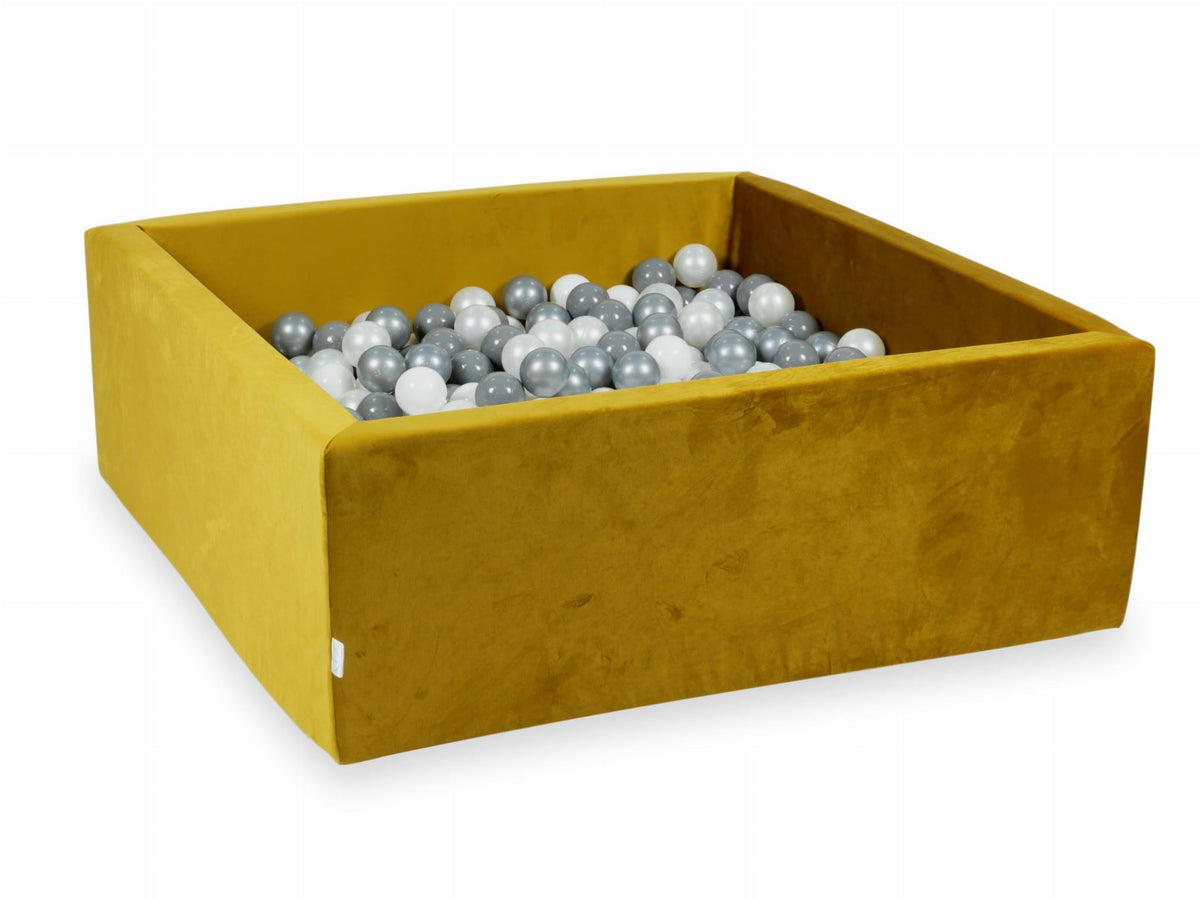 Piscine à Balles avec balles 600pcs 110x110x40 velours or (blanc, argent, perle, gris)