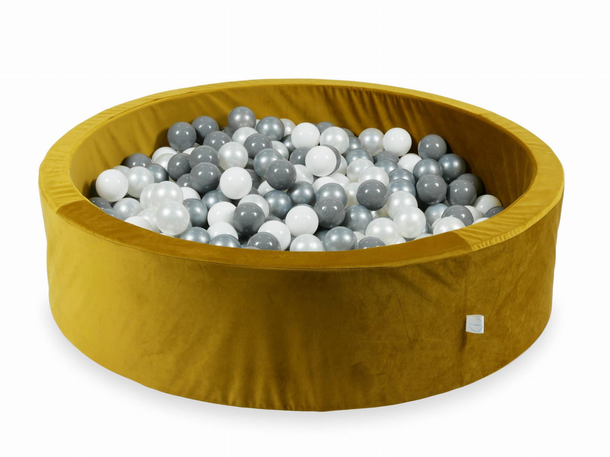 Piscine à Balles avec balles 400pcs 110x30 velours doré (blanc, argent, perle, gris)