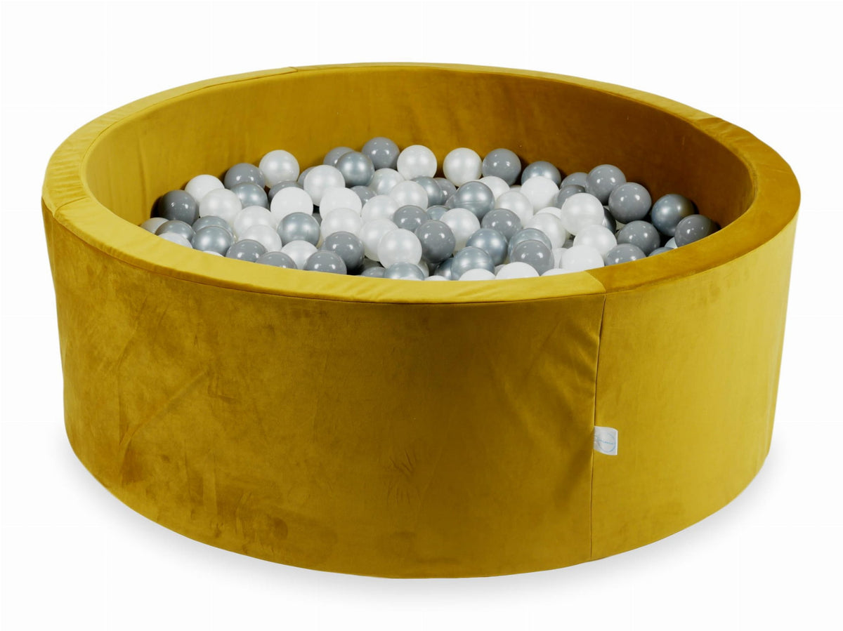 Piscine à balles avec balles 500pcs 110x40 velours doré (blanc, argent, perle, gris)