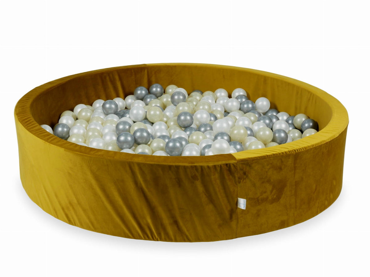 Piscine à Balles avec boules 600pcs 130x30 velours or (or clair, argent, perle)