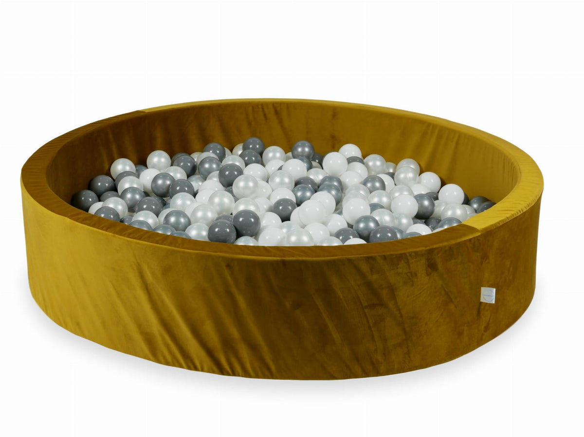 Piscine à Balles avec balles 600pcs 130x30 velours doré (blanc, argent, perle, gris)