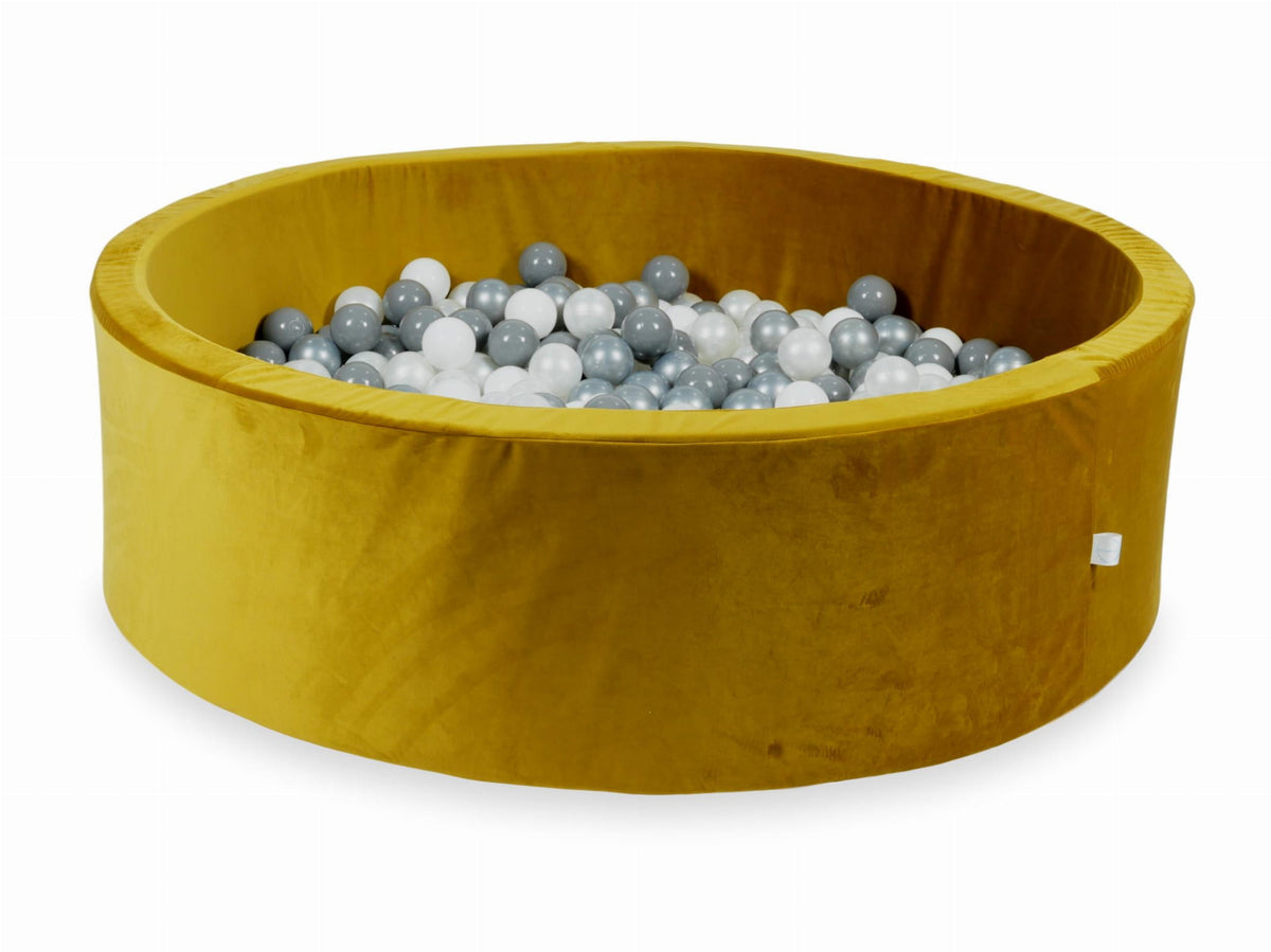 Piscine à Balles avec balles 700pcs 130x40 velours doré (blanc, argent, perle, gris)