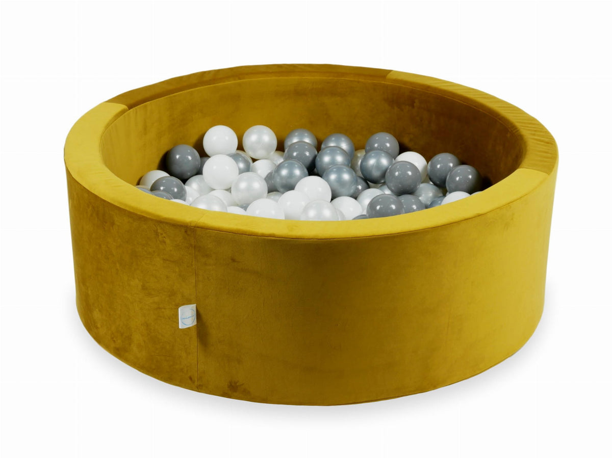 Piscine à Balles avec balles 200pcs 90x30 velours doré (blanc, argent, perle, gris)