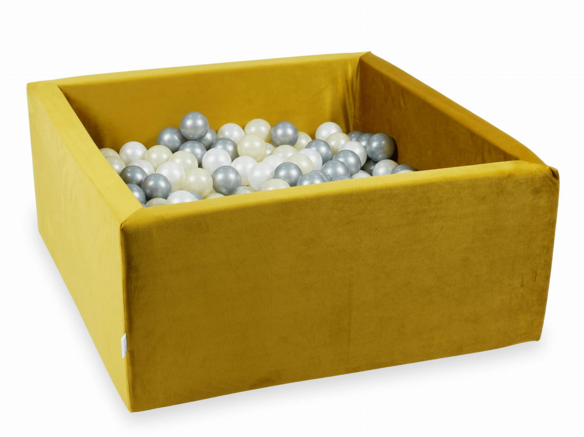 Piscine à Balles avec boules 400pcs 90x90x40 velours or (or clair, argent, perle)