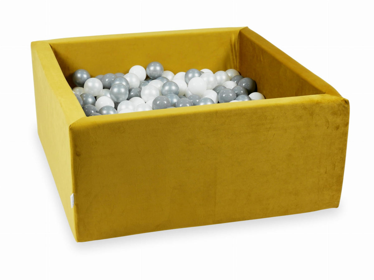 Piscine à Balles avec balles 400pcs 90x90x40 velours doré (blanc, argent, perle, gris)