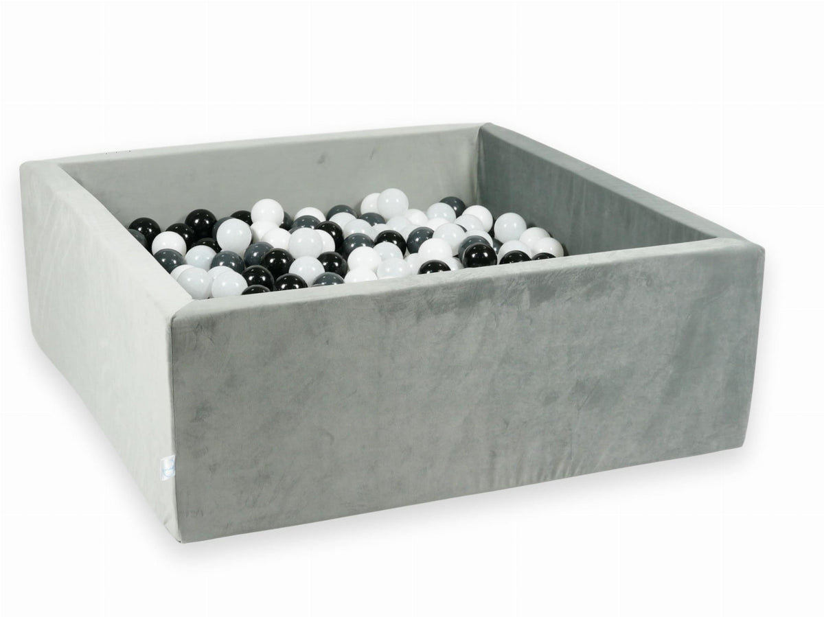Piscine à balles avec balles 600pcs 110x110x40 gris velours (blanc, graphite, noir, blanc laineux)