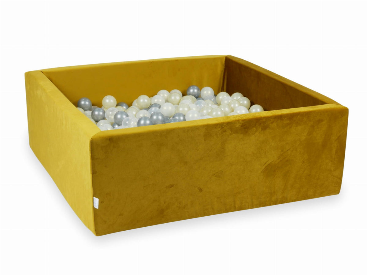 Piscine à Balles avec balles 600pcs 110x110x40 velours or (argent, effet sirène, or clair, transparent)
