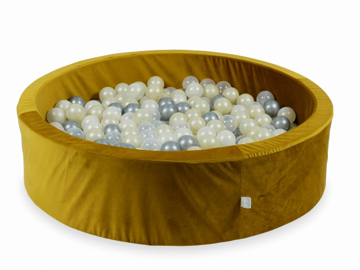 Piscine à Balles avec balles 400pcs 110x30 velours doré (argent, effet sirène, or clair, transparent)