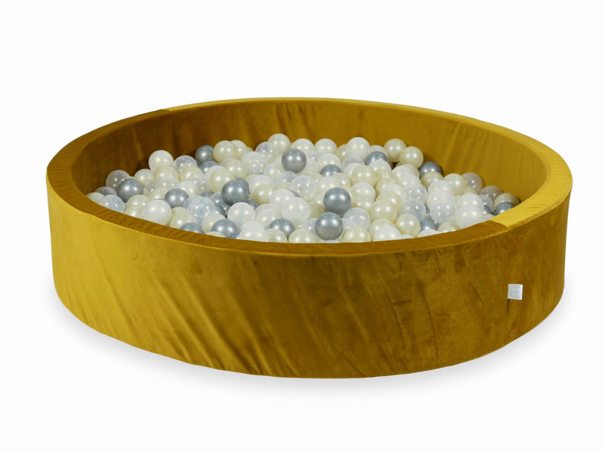 Piscine à Balles avec balles 600pcs 130x30 velours doré (argent, effet sirène, or clair, transparent)